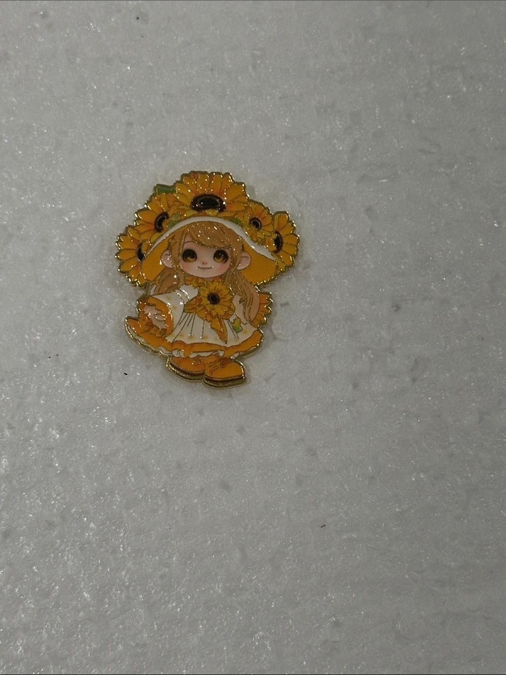 Sunflower Girl Enamel Pin - Yellow Kids Accessory